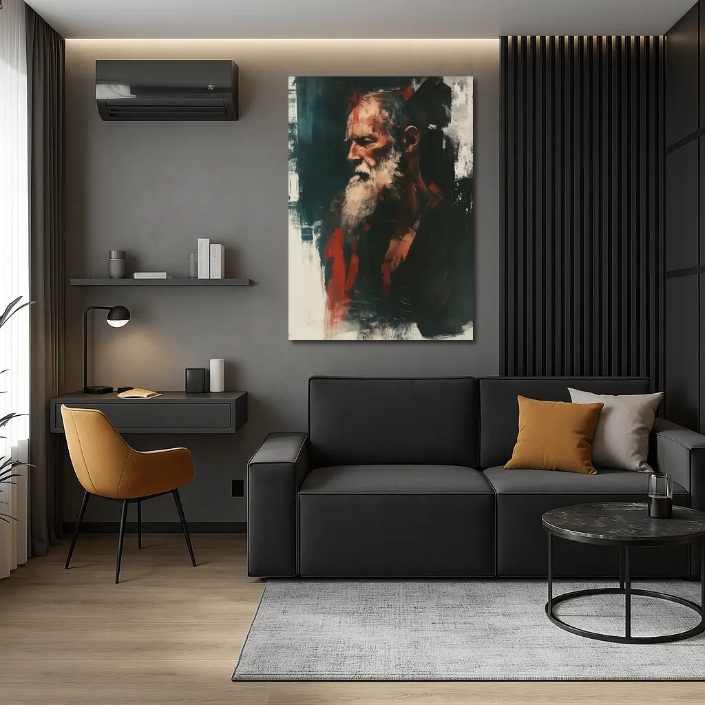 Old Man Portrait Dark Painterly Art Style – Wall Art