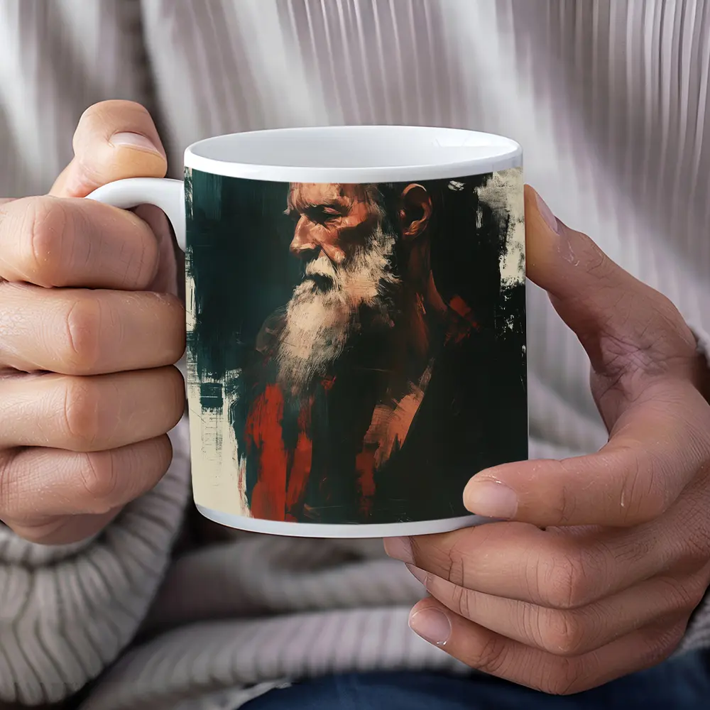 Old Man Portrait Dark Painterly Art Style – Mugs