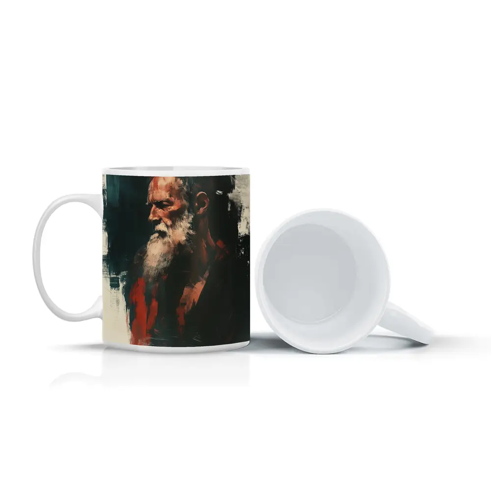 Old Man Portrait Dark Painterly Art Style – Mugs