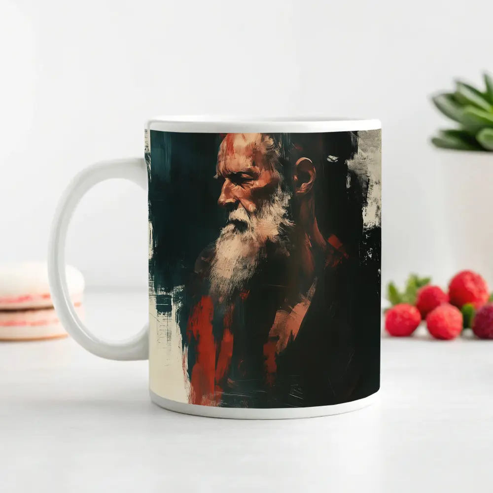 Old Man Portrait Dark Painterly Art Style – Mugs
