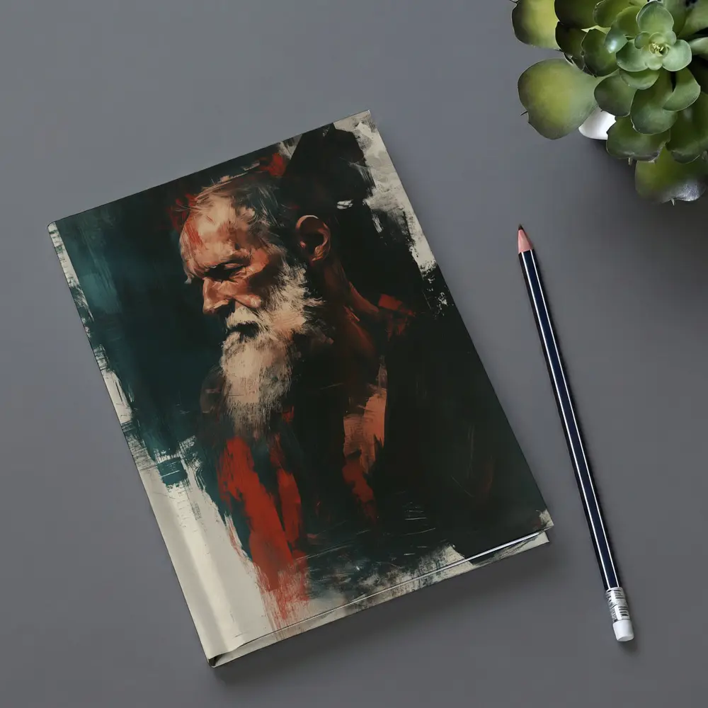 Old Man Portrait Dark Painterly Art Style – Notebooks