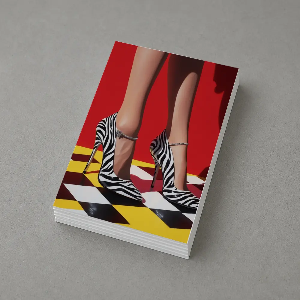 Zebra Print Heels Red Checkered Floor – Postcards