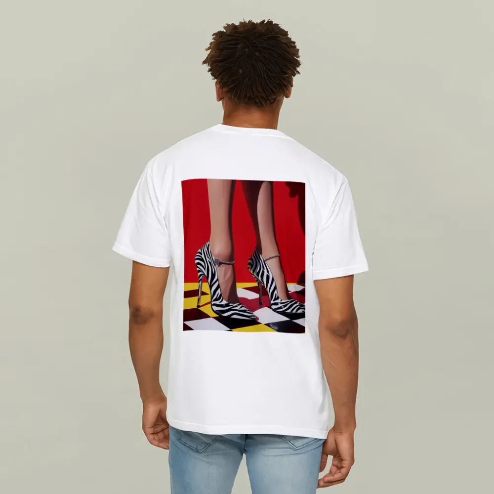 Zebra Print Heels Red Checkered Floor – T-Shirts