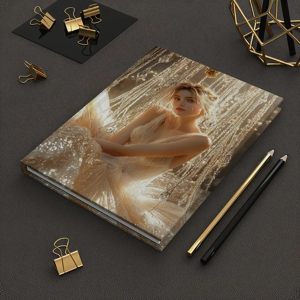 Elegant Woman Golden Crystal Chandelier Fantasy – Notebooks