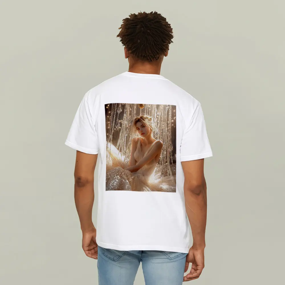Elegant Woman Golden Crystal Chandelier Fantasy – T-Shirts