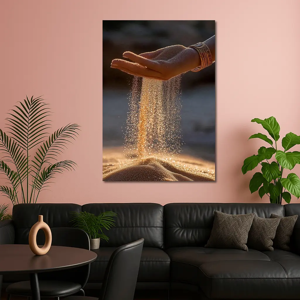 Sand Falling Through Hand Desert Setting – Wall Art