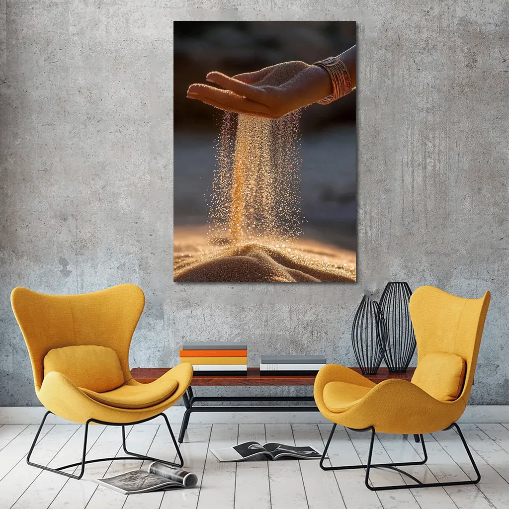 Sand Falling Through Hand Desert Setting – Wall Art