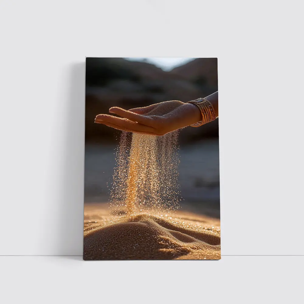 Sand Falling Through Hand Desert Setting – Wall Art