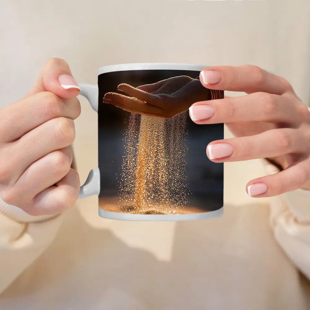 Sand Falling Through Hand Desert Setting – Mugs