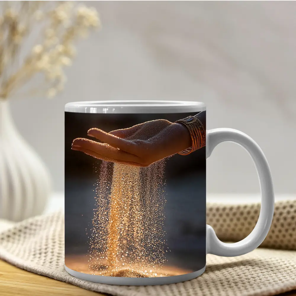 Sand Falling Through Hand Desert Setting – Mugs