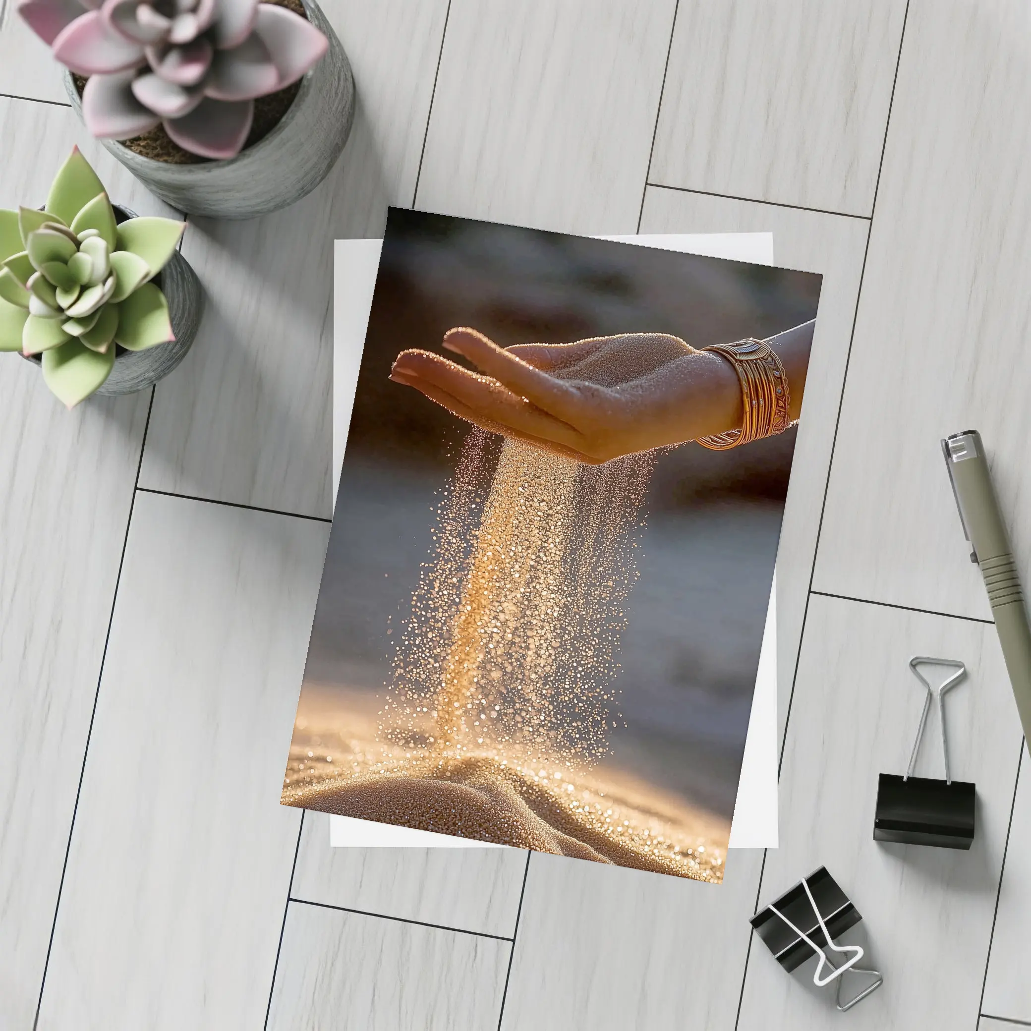 Sand Falling Through Hand Desert Setting – Postcards