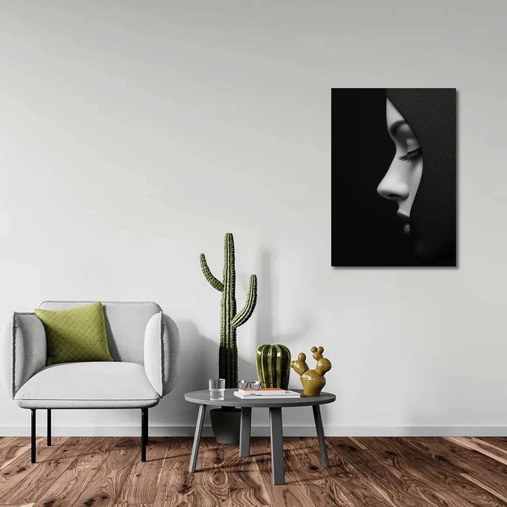 Woman Face Profile Dark Shadow Portrait – Wall Art