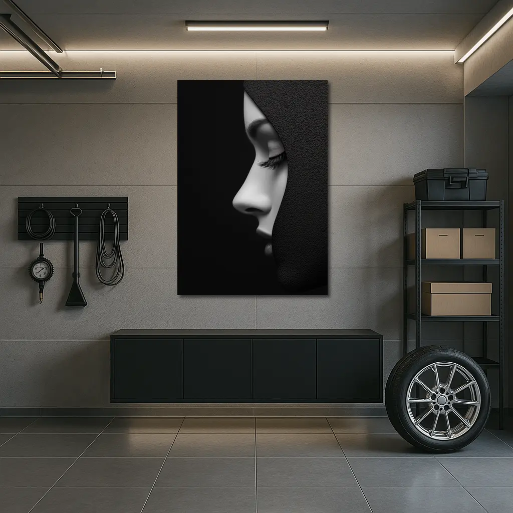 Woman Face Profile Dark Shadow Portrait – Wall Art