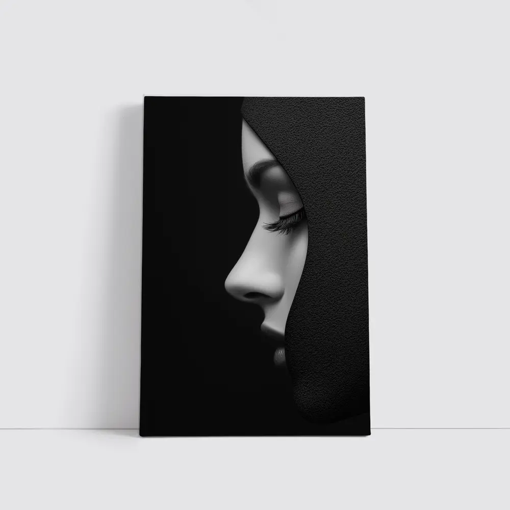 Woman Face Profile Dark Shadow Portrait – Wall Art