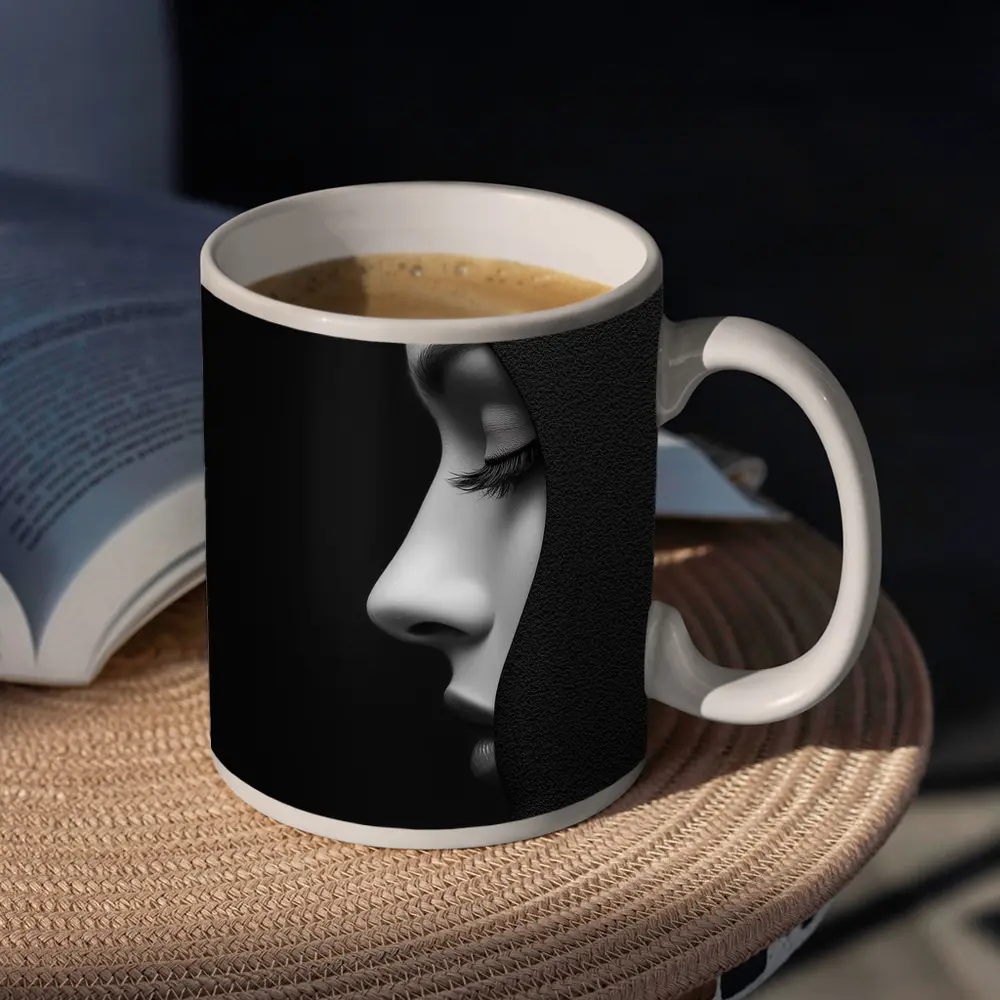 Woman Face Profile Dark Shadow Portrait – Mugs