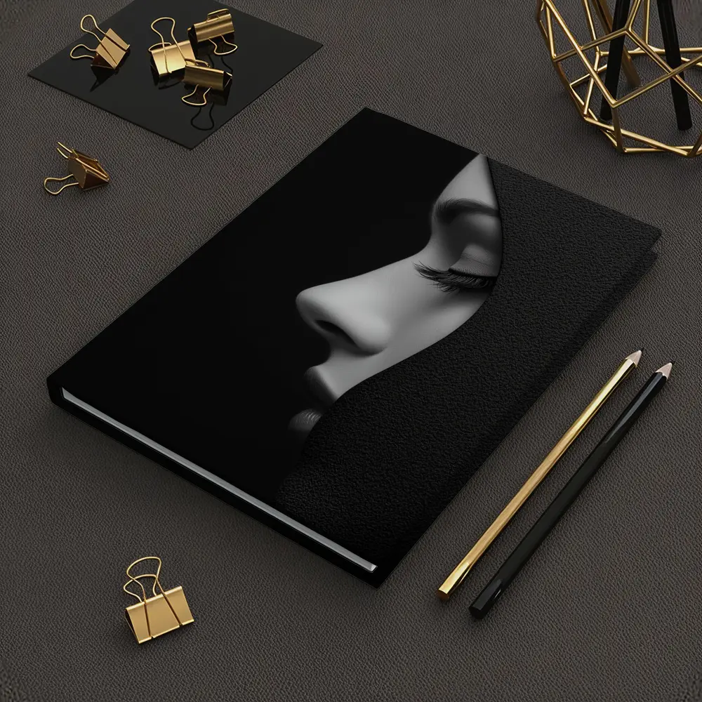 Woman Face Profile Dark Shadow Portrait – Notebooks