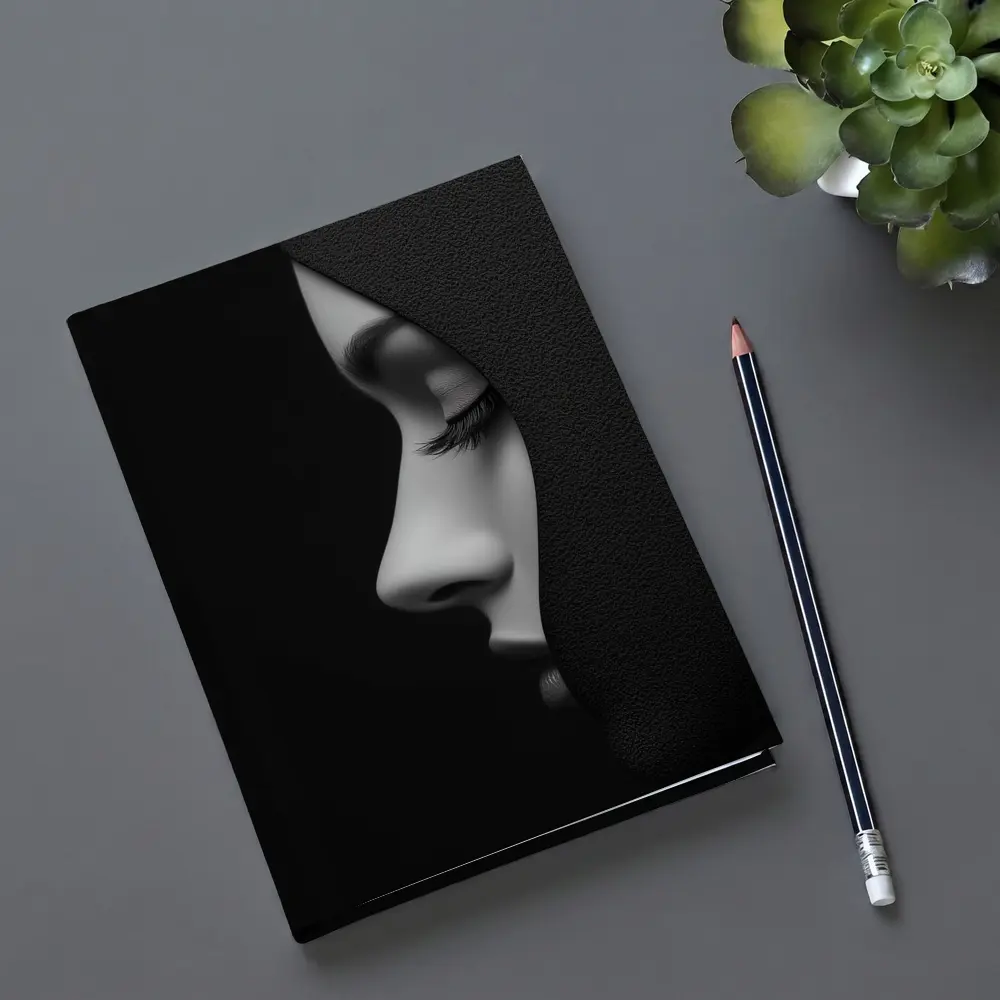 Woman Face Profile Dark Shadow Portrait – Notebooks