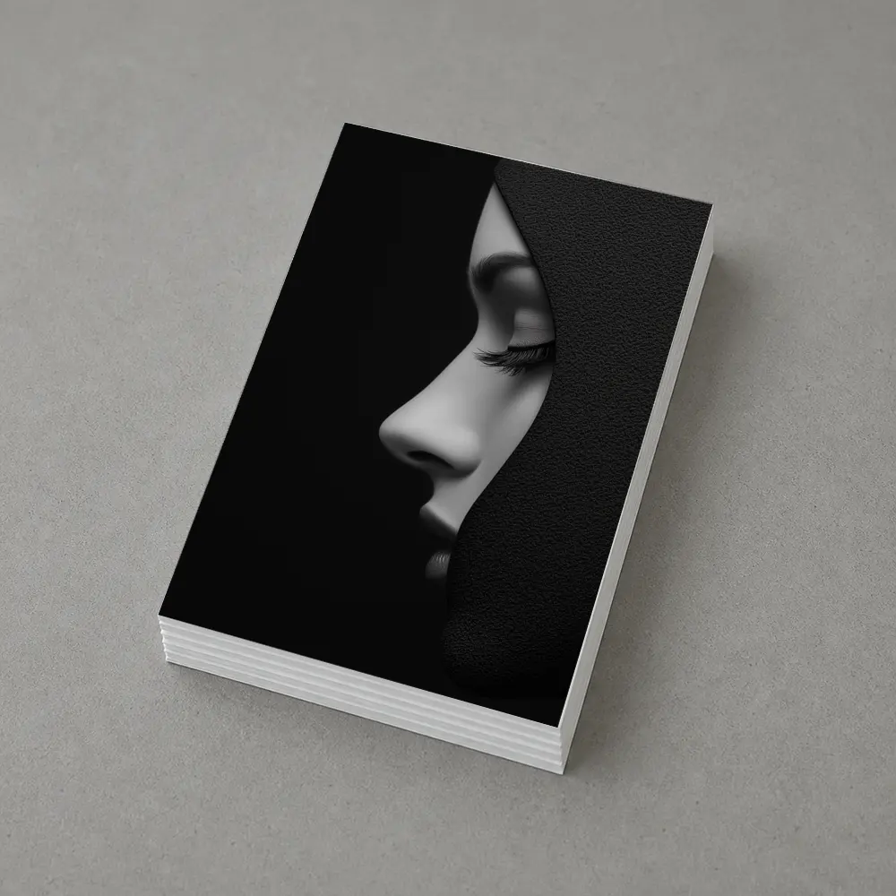 Woman Face Profile Dark Shadow Portrait – Postcards