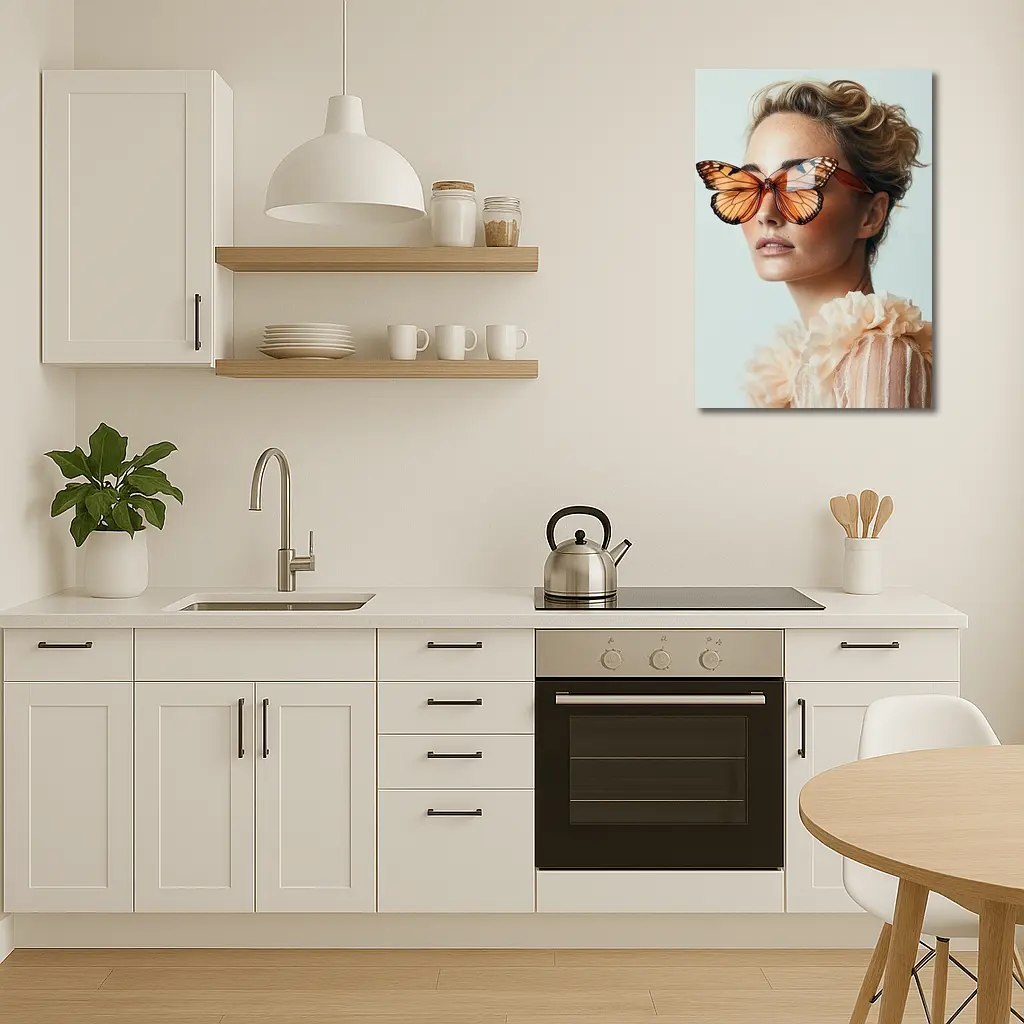 Woman With Butterfly Sunglasses Fashion Portrait – Wall Art