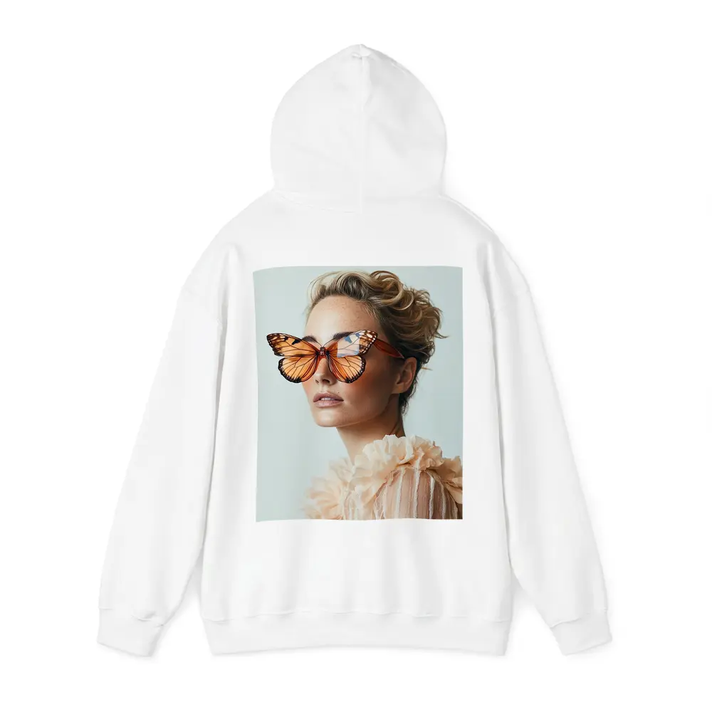 Woman With Butterfly Sunglasses Fashion Portrait – Hoodies
