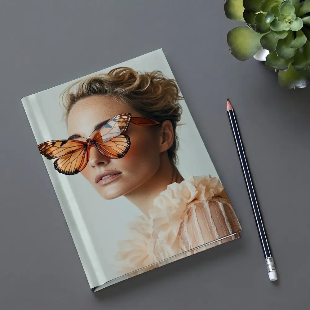 Woman With Butterfly Sunglasses Fashion Portrait – Notebooks