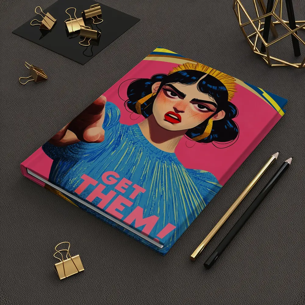 Angry Woman Pointing Pop Art Pink Background – Notebooks