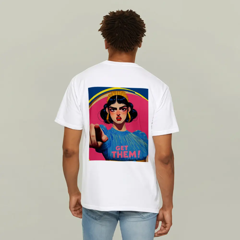 Angry Woman Pointing Pop Art Pink Background – T-Shirts