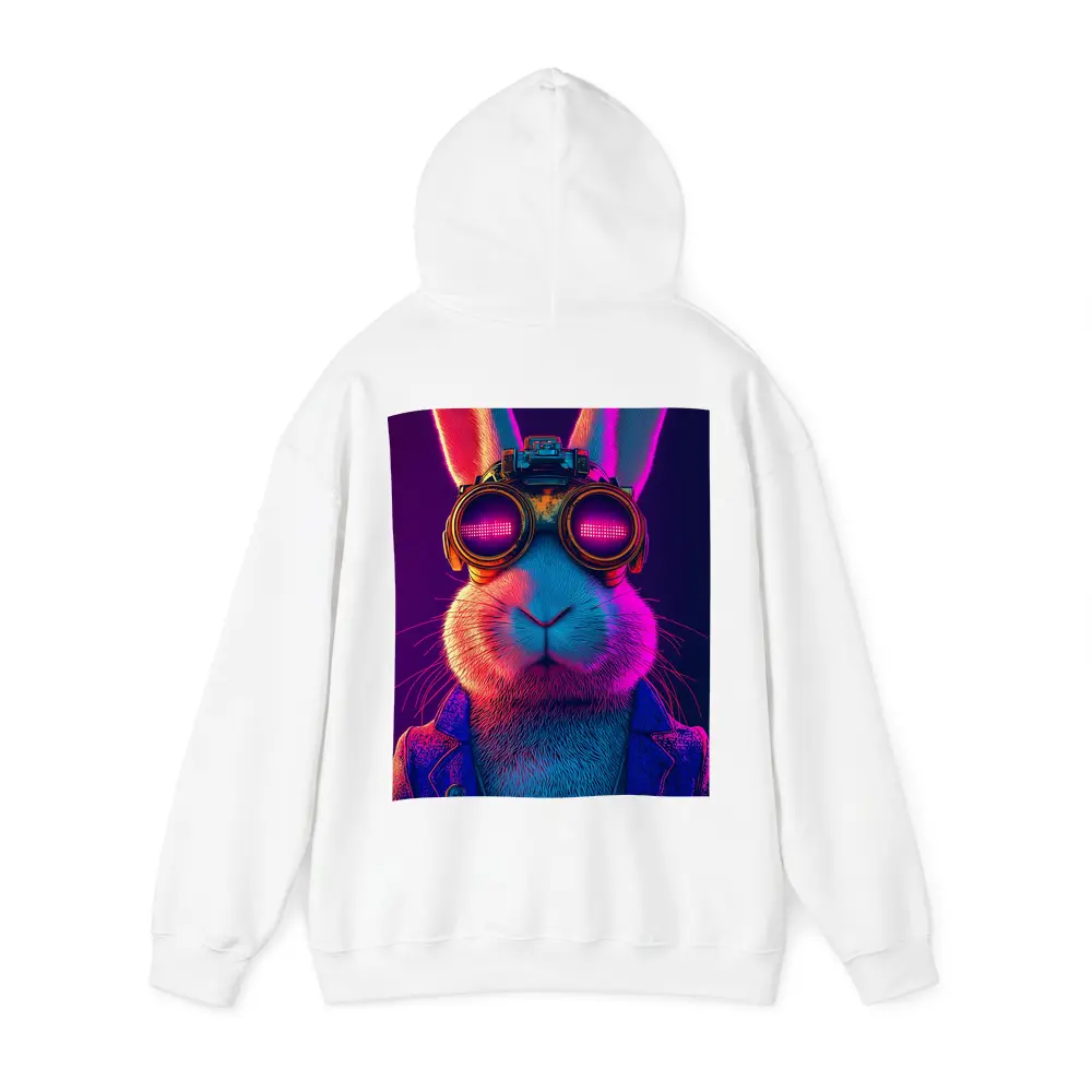 Cyberpunk Rabbit Wearing Neon Goggles Portrait – Hoodies
