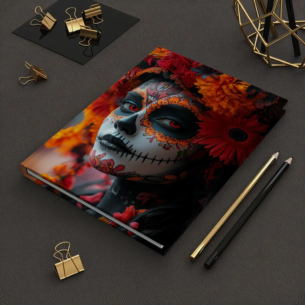 Day of the Dead Woman Orange Flower Crown – Notebooks