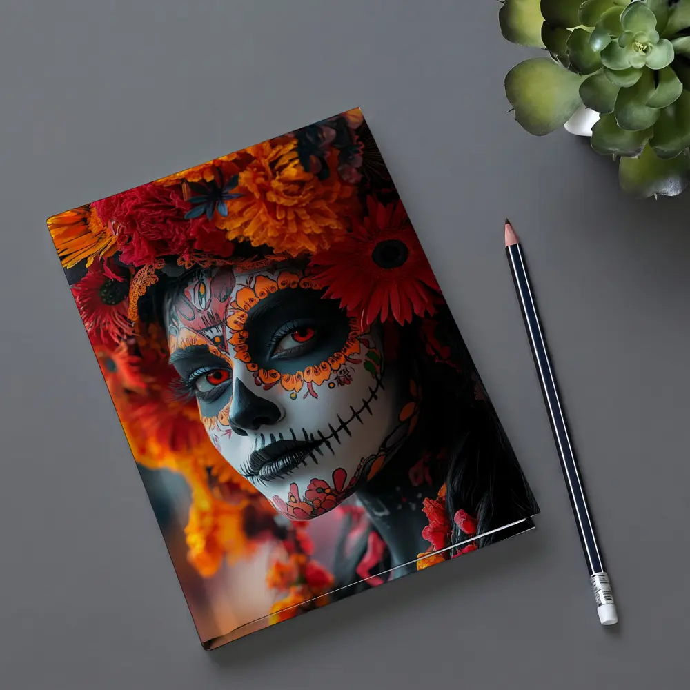 Day of the Dead Woman Orange Flower Crown – Notebooks