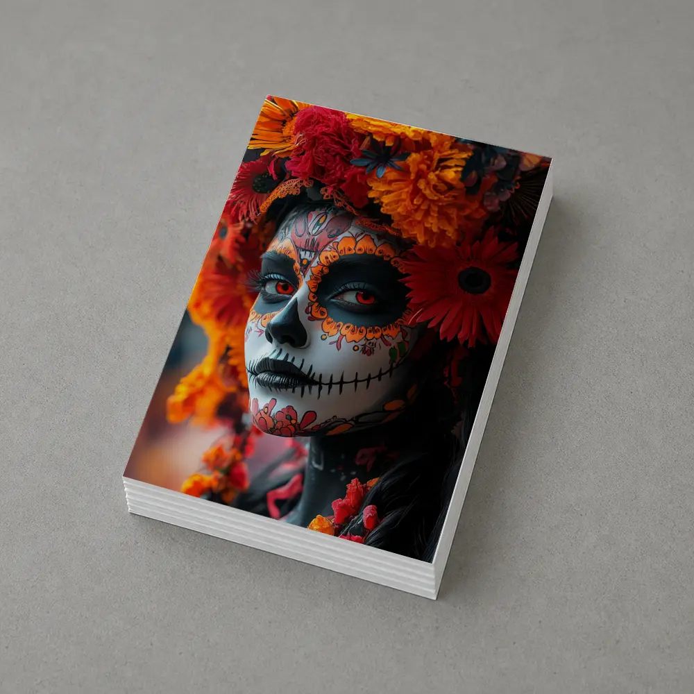 Day of the Dead Woman Orange Flower Crown – Postcards