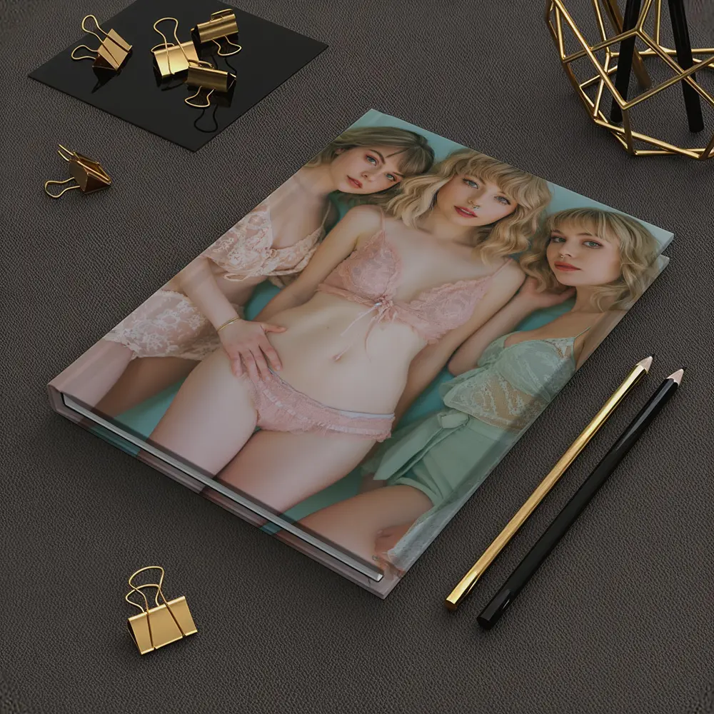 Three Women Pastel Lace Lingerie Soft Background – Notebooks