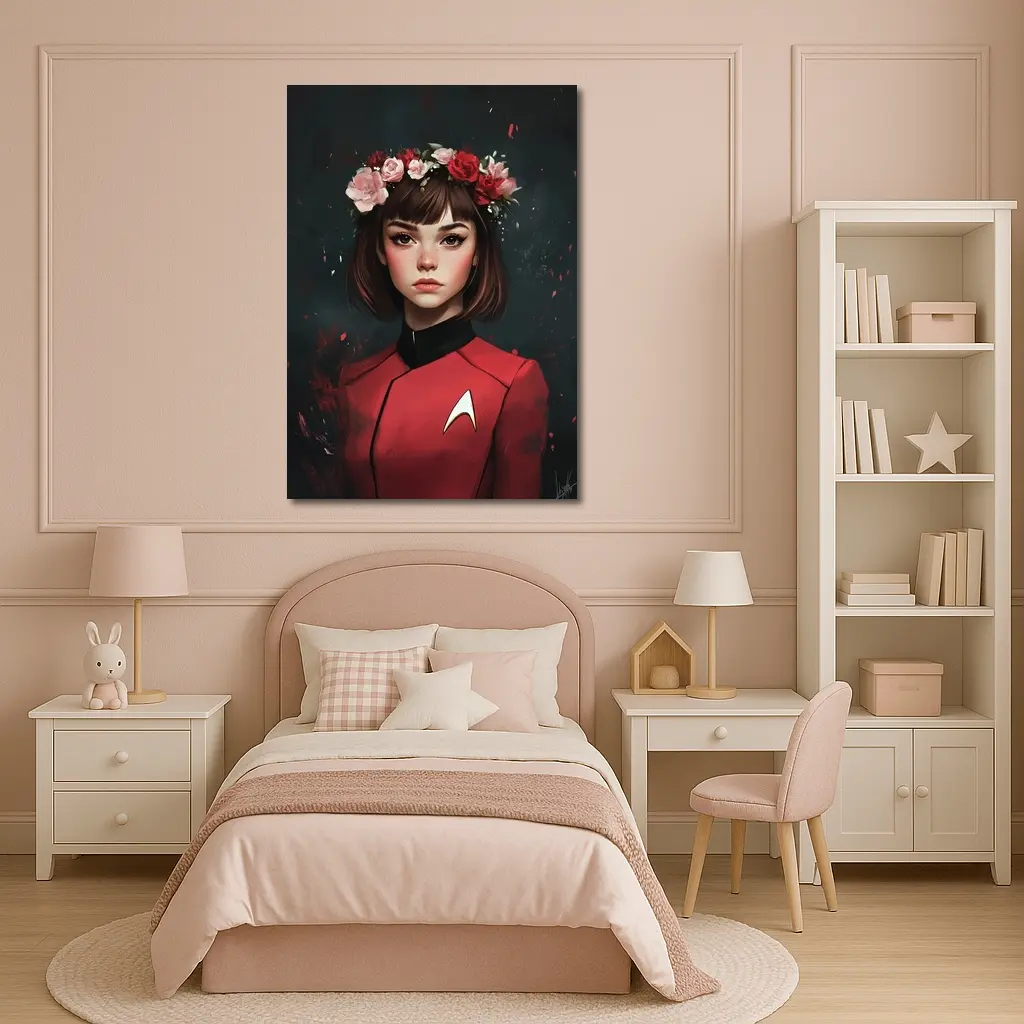 Star Trek Red Uniform Girl Floral Crown – Wall Art