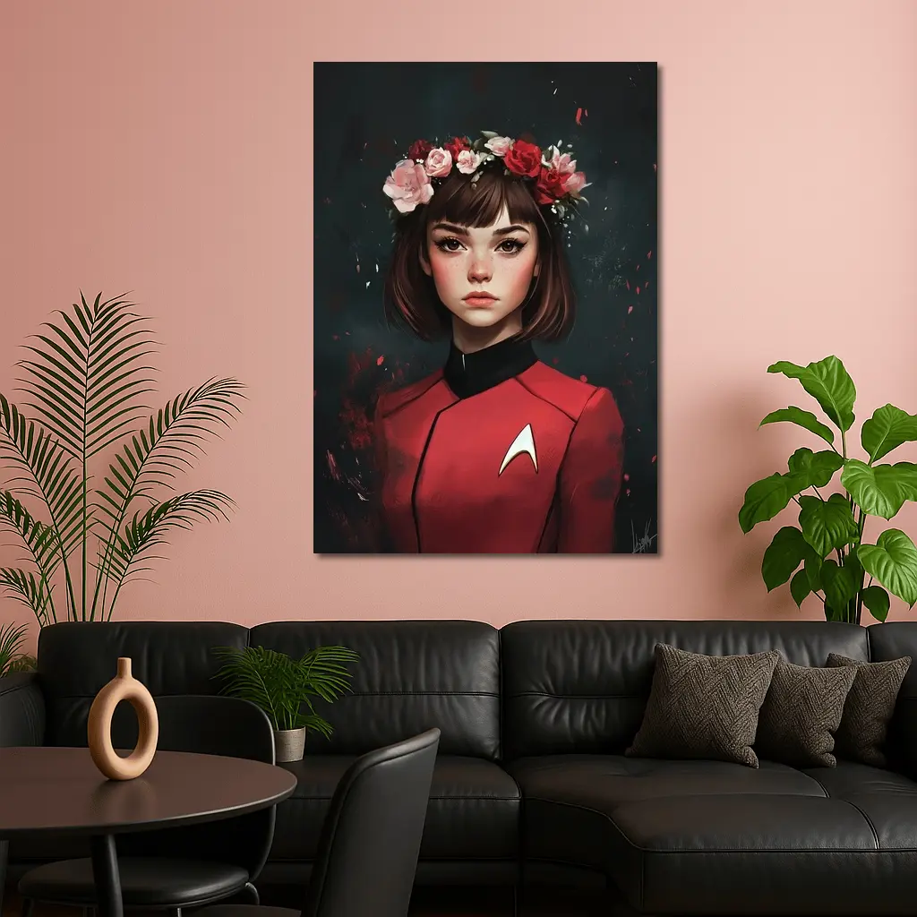 Star Trek Red Uniform Girl Floral Crown – Wall Art