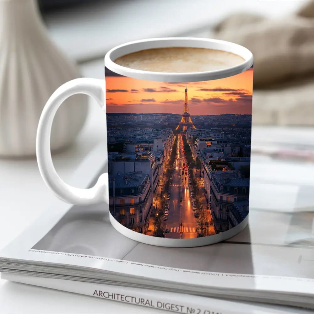 Eiffel Tower Paris Avenue At Dusk – Mugs
