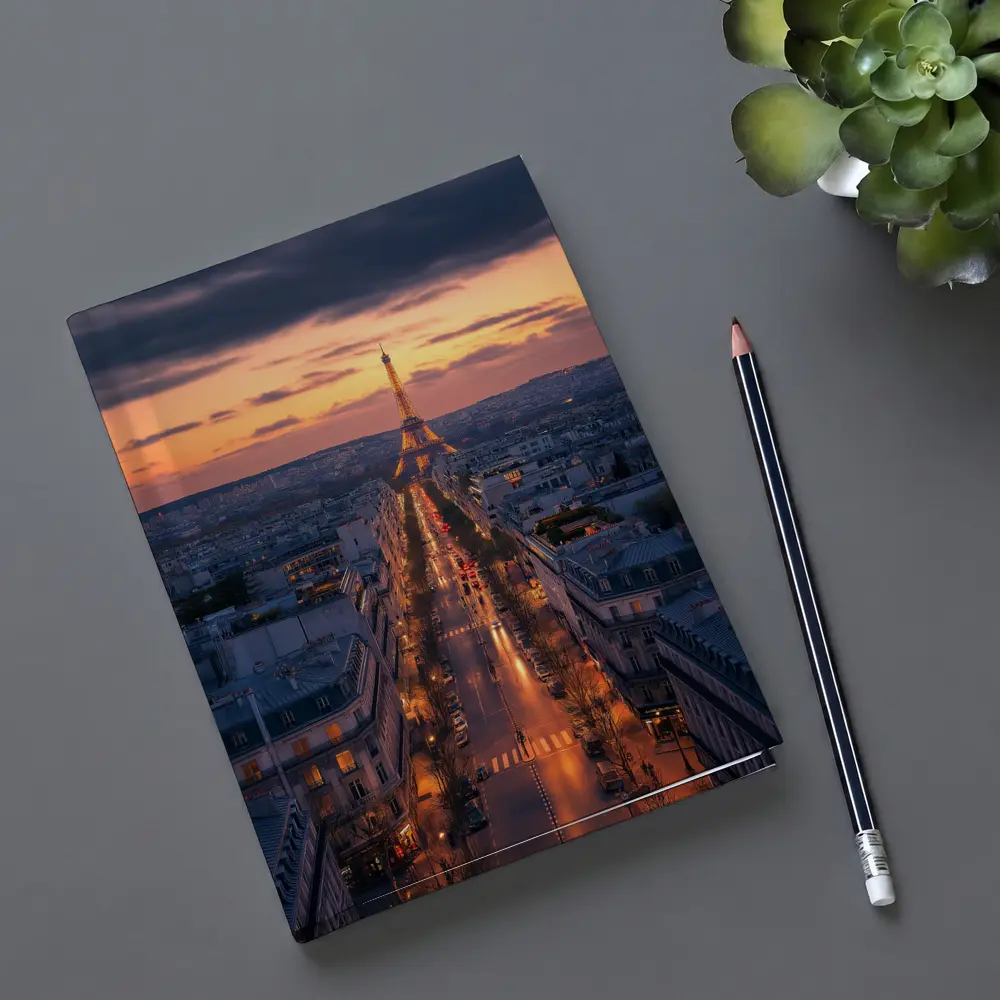Eiffel Tower Paris Avenue At Dusk – Notebooks