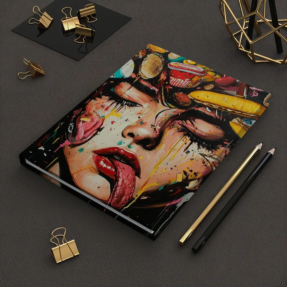 Pop Art Woman Face Fast Food Explosion – Notebooks