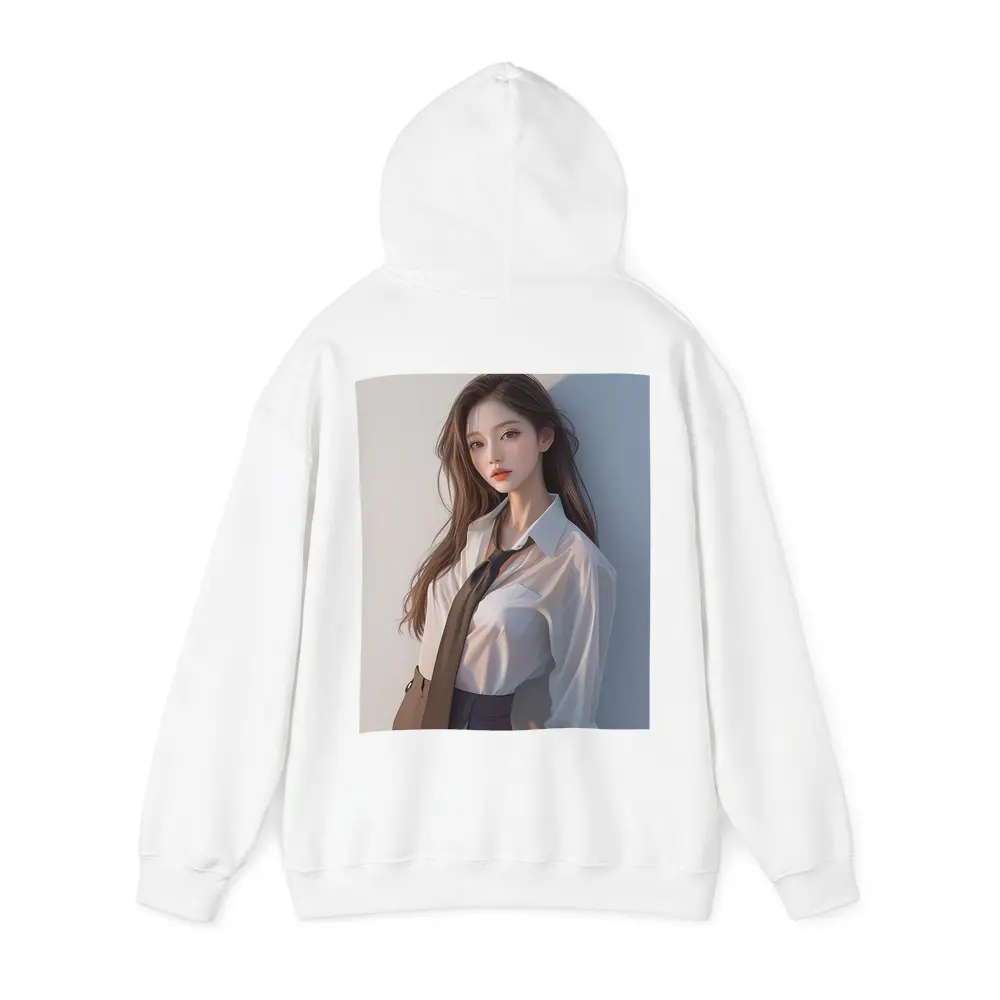 Digital Art Girl White Shirt Tie Portrait – Hoodies