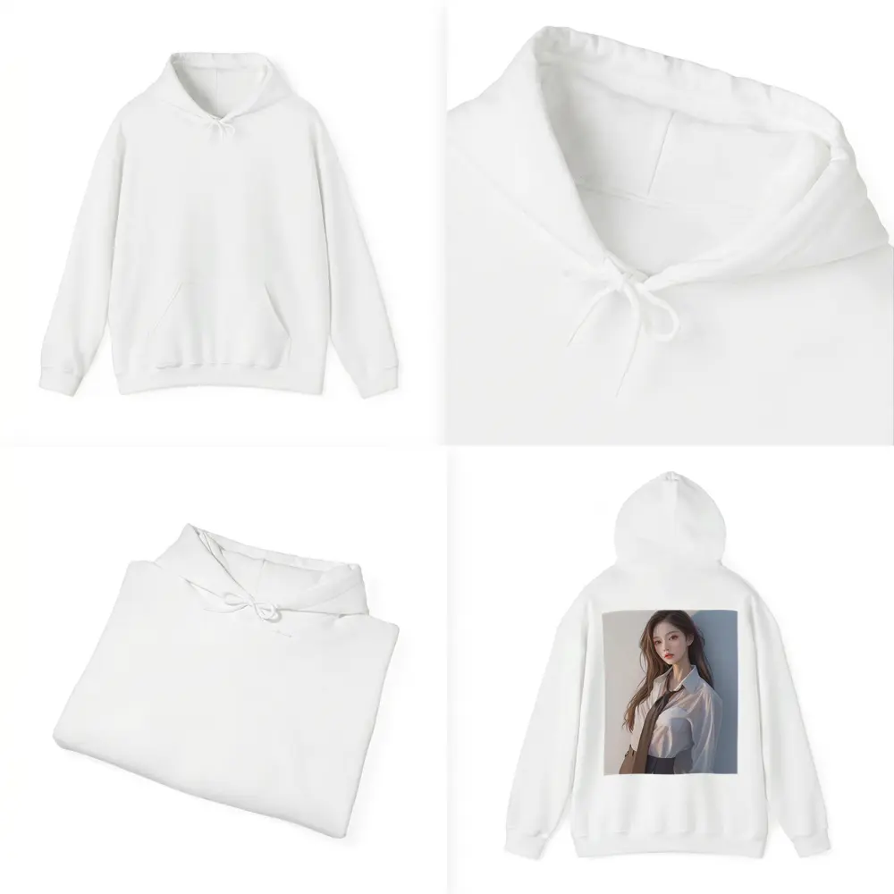 Digital Art Girl White Shirt Tie Portrait – Hoodies