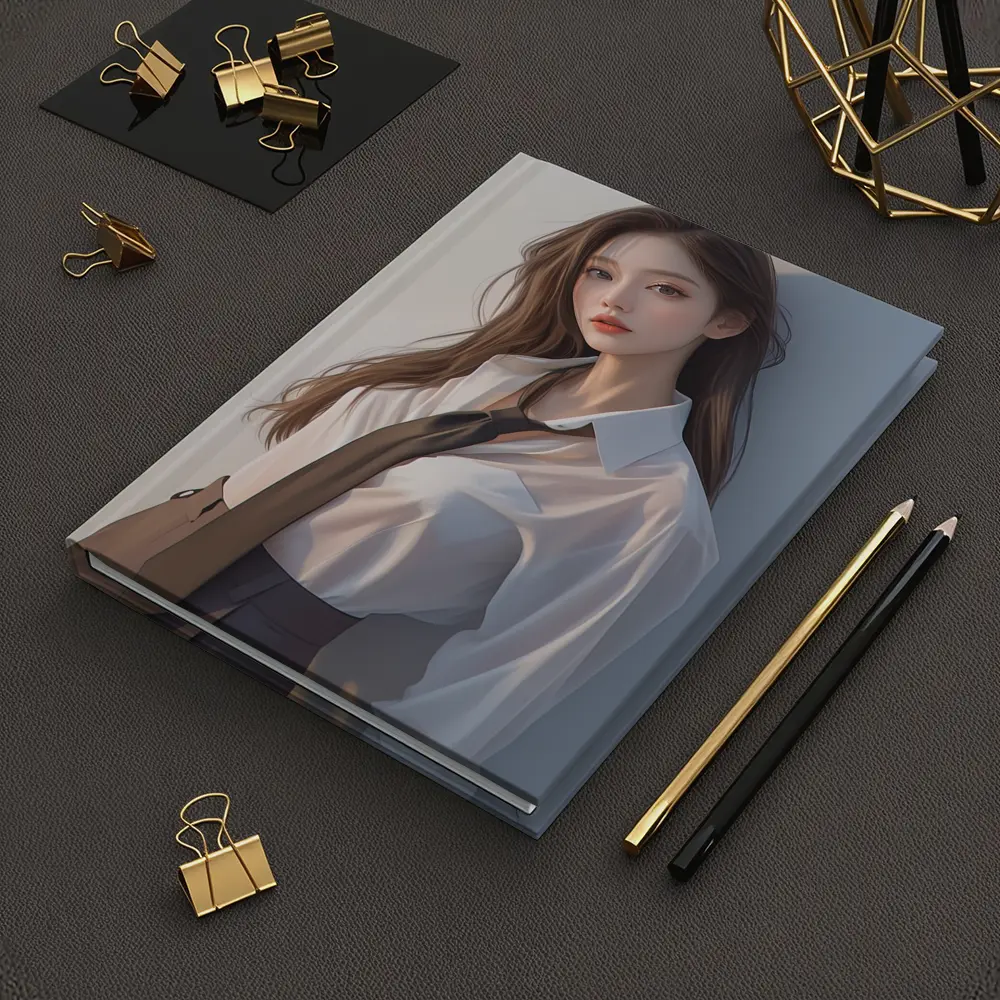 Digital Art Girl White Shirt Tie Portrait – Notebooks