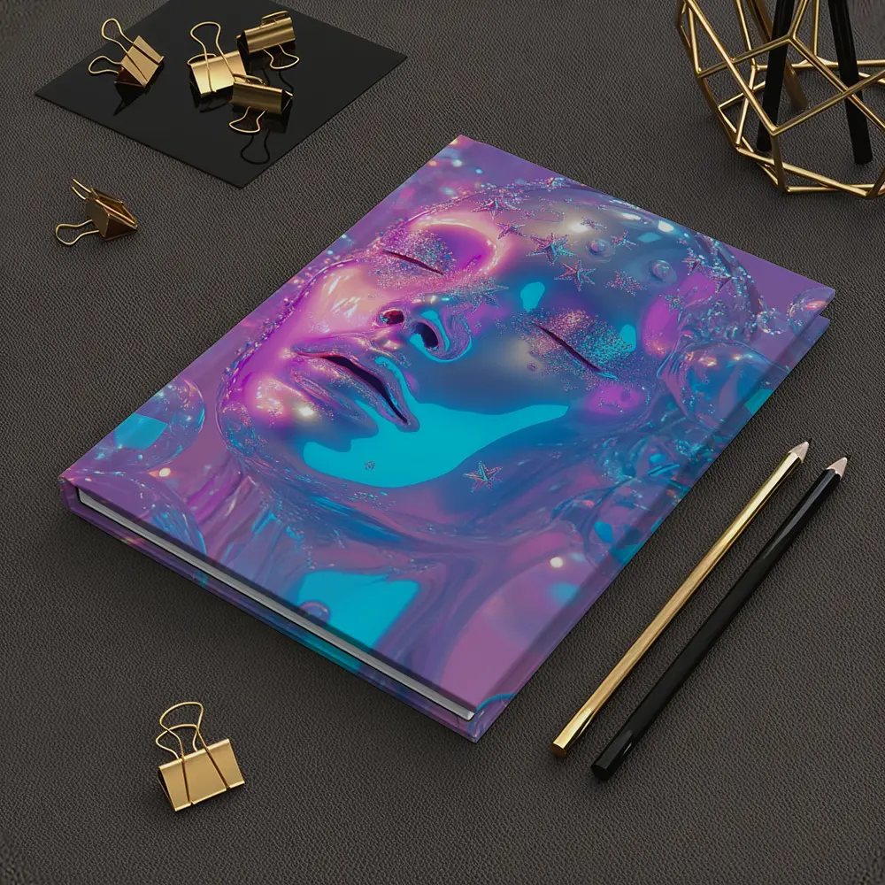 Iridescent Glass Face Y2K Surreal Art – Notebooks