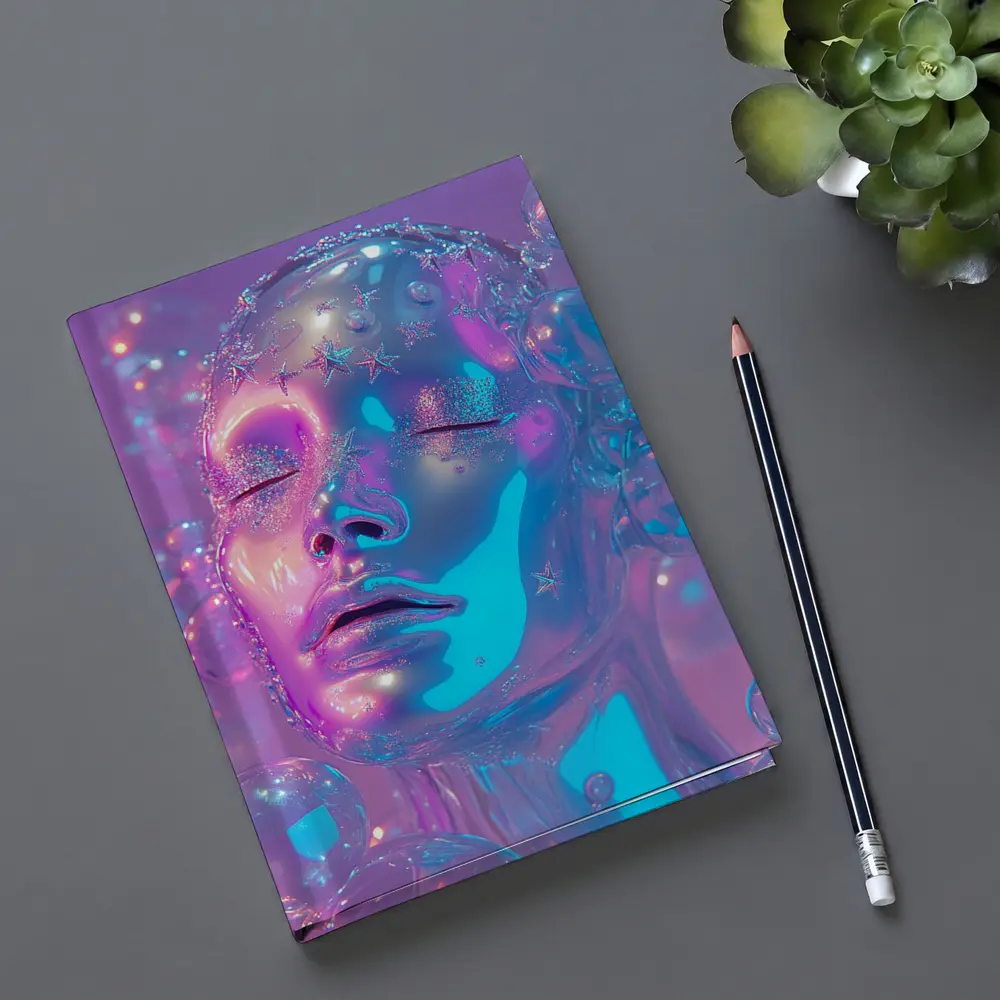 Iridescent Glass Face Y2K Surreal Art – Notebooks