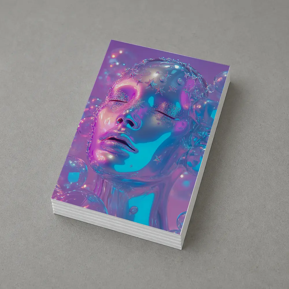 Iridescent Glass Face Y2K Surreal Art – Postcards
