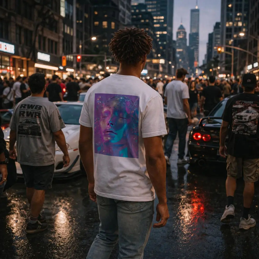 Iridescent Glass Face Y2K Surreal Art – T-Shirts