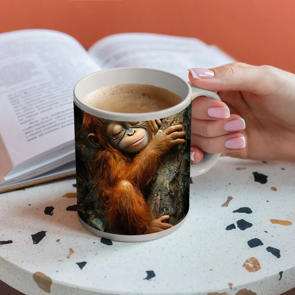 Baby Orangutan Sleeping On Jungle Tree – Mugs