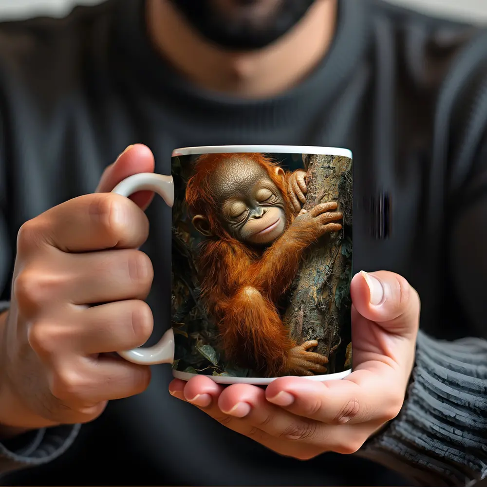Baby Orangutan Sleeping On Jungle Tree – Mugs