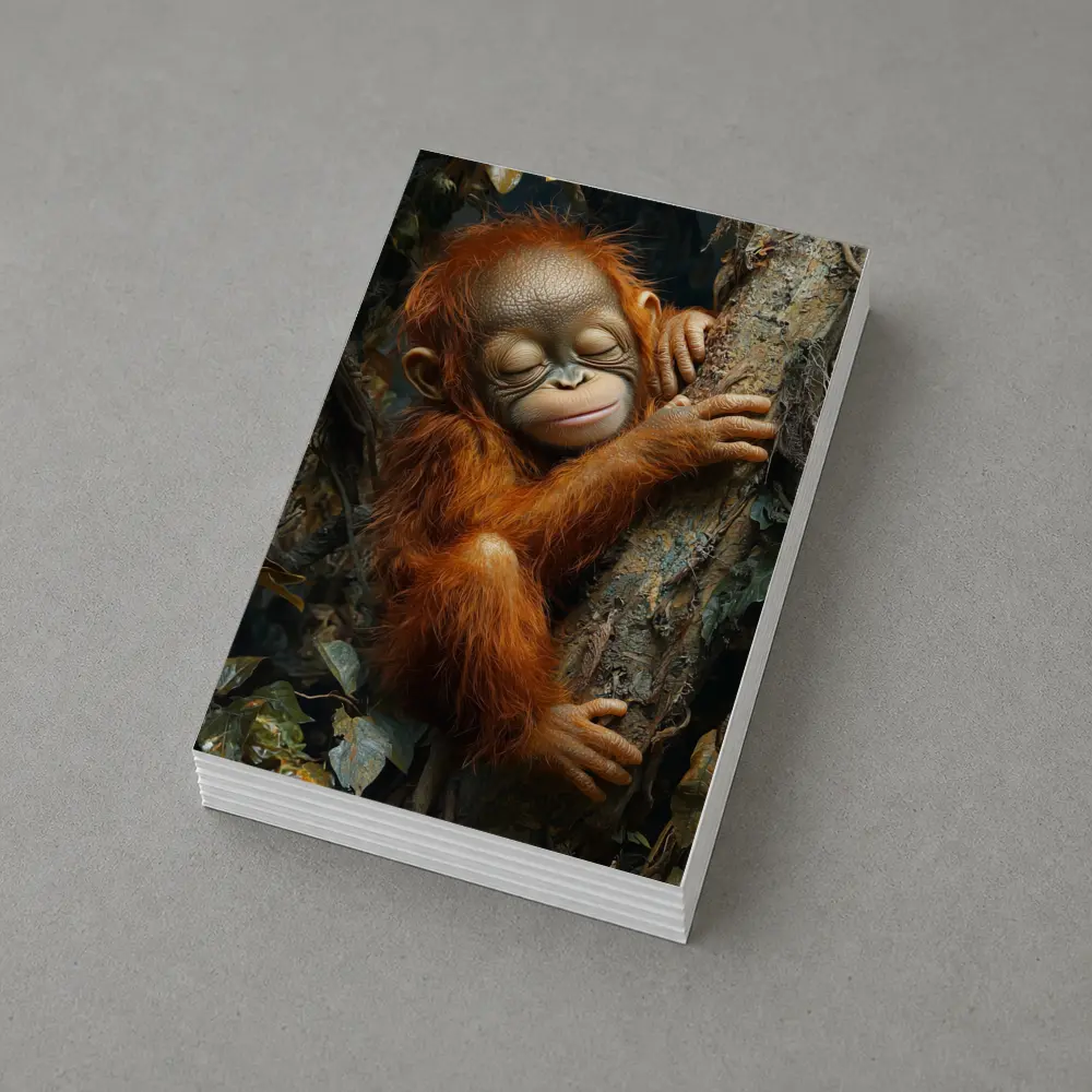 Baby Orangutan Sleeping On Jungle Tree – Postcards