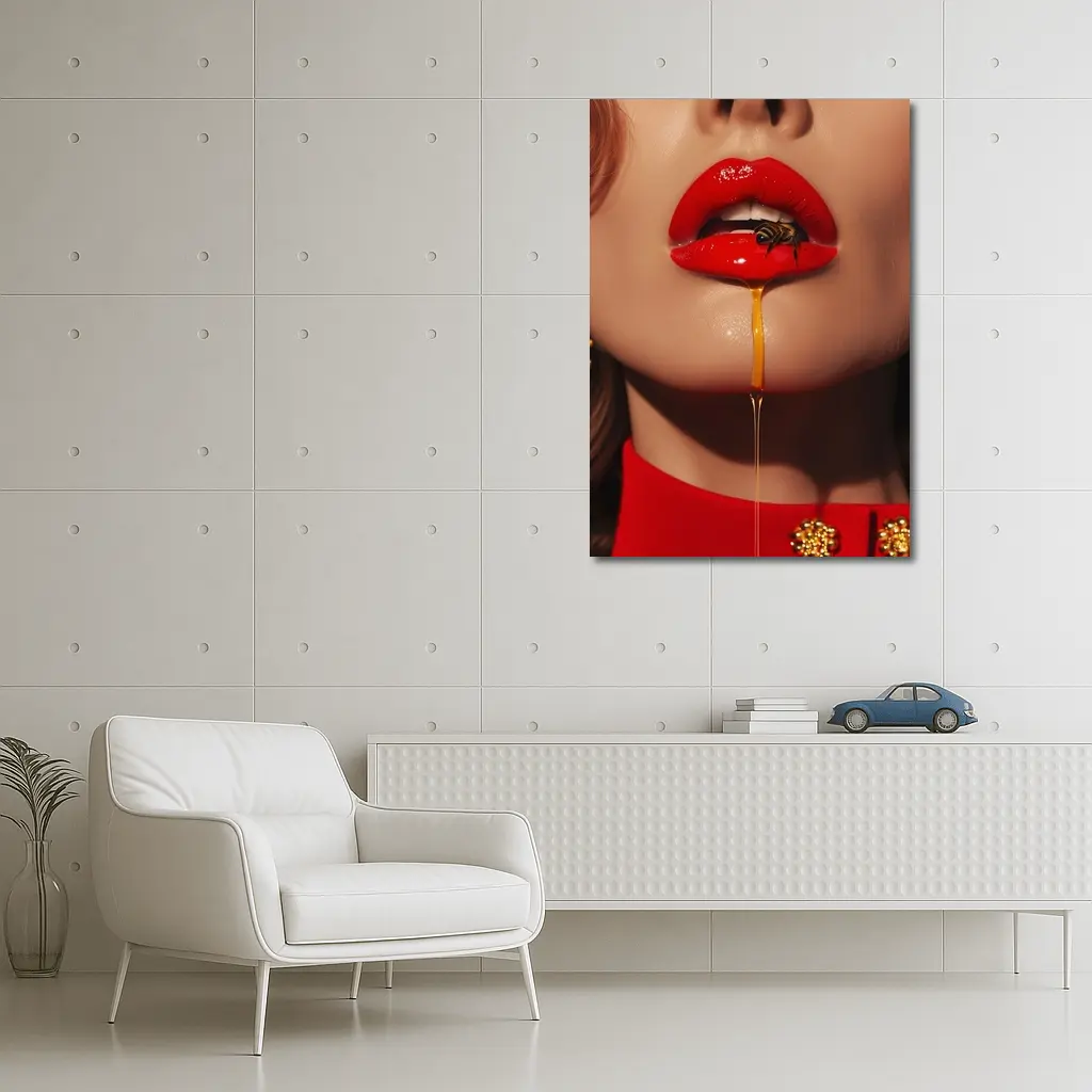 Red Lips Honey Drip Bee Fashion – Wall Art