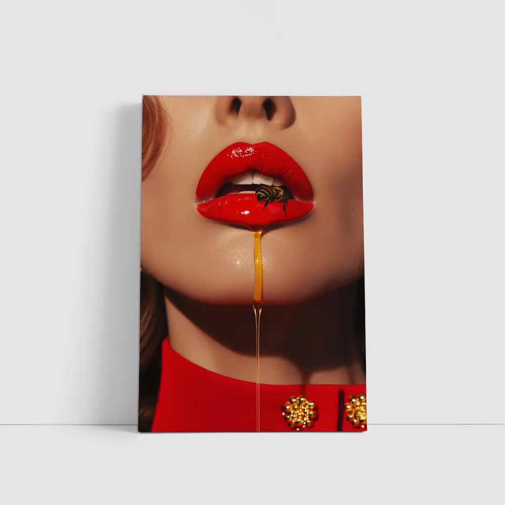 Red Lips Honey Drip Bee Fashion – Wall Art