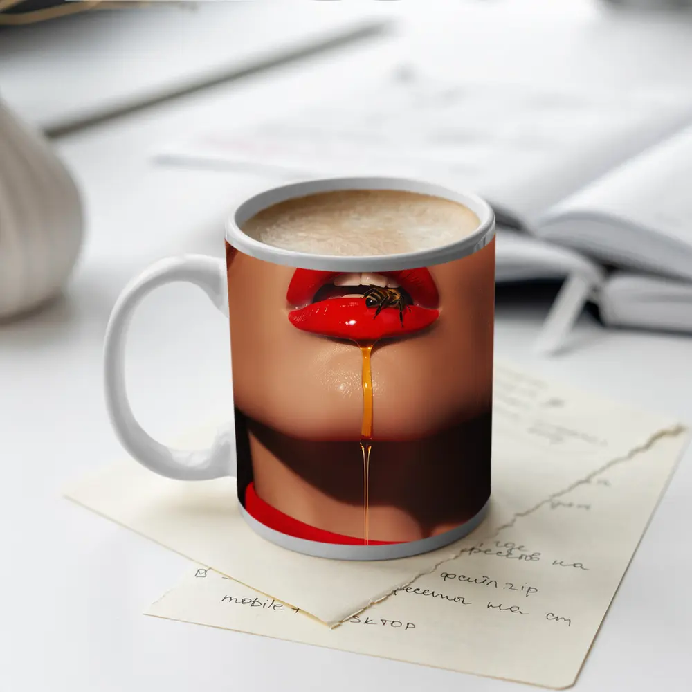 Red Lips Honey Drip Bee Fashion – Mugs